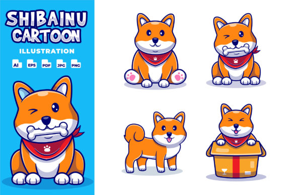 Cute Shiba Inu Mascot Cartoon Illustration: A Versatile Design Asset for Brands and Projects