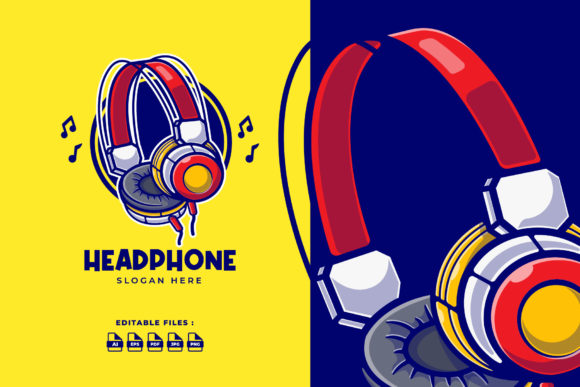 Headphone Music Cartoon Logo: A Versatile Design Asset for Creative Projects