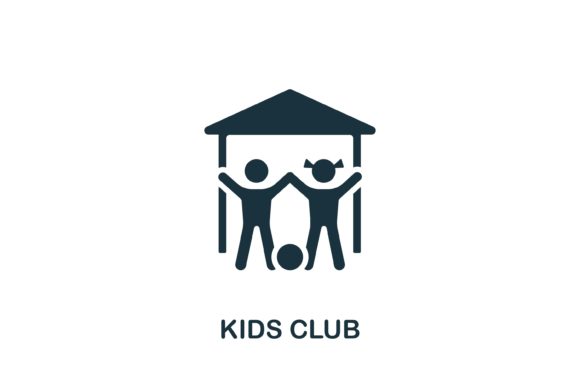 Kids Club Icon: Simple Monochrome Design for Web and Print